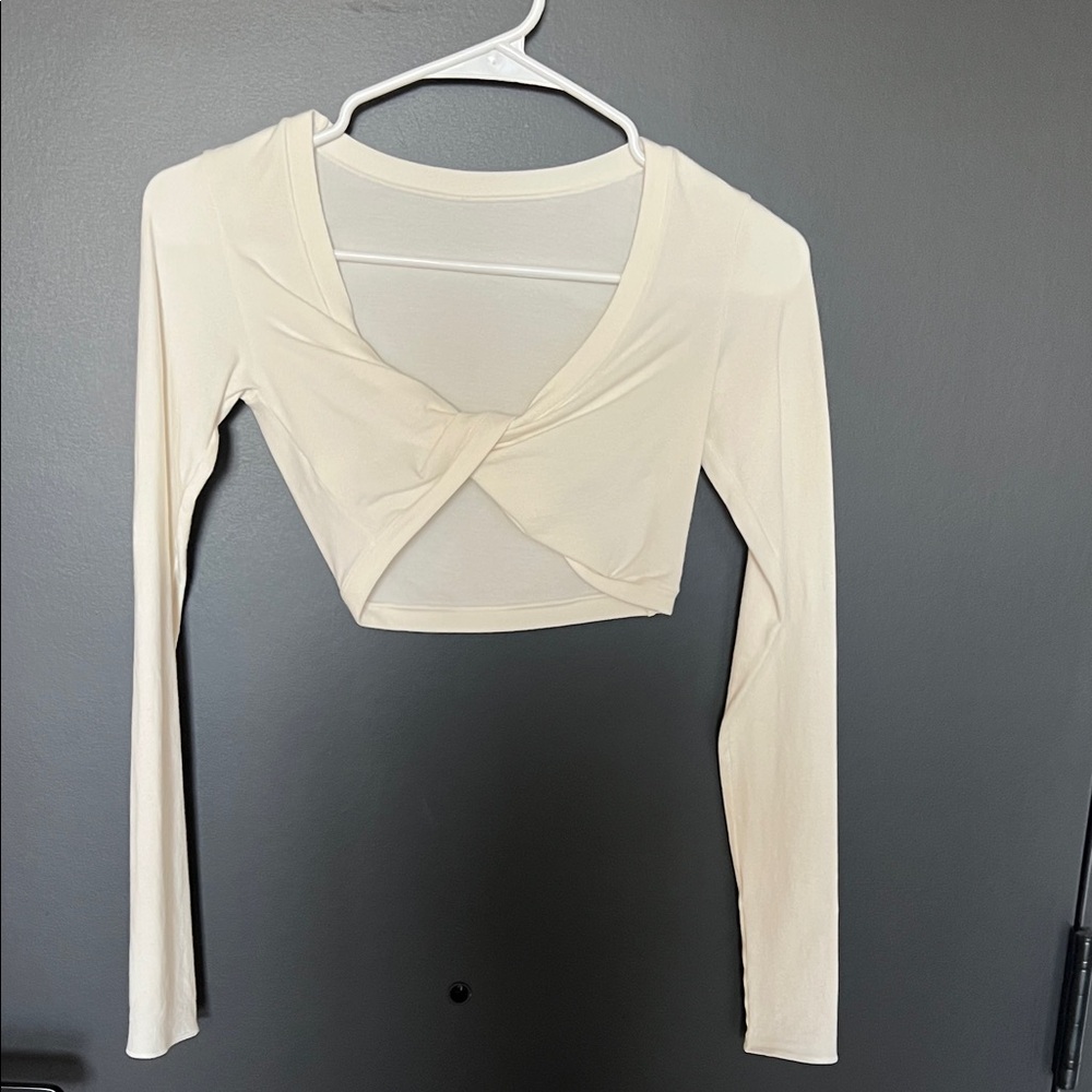 SKIMS Cream Twist Front Crop Top